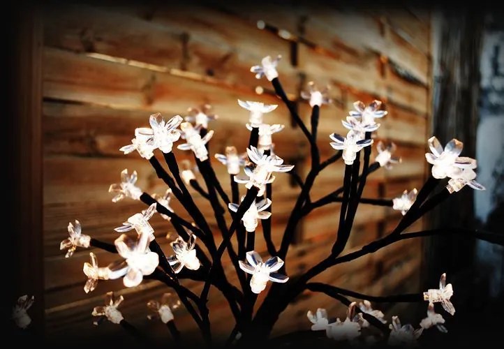 Dekoracyjne LED drzewo z kwiatami, ciepły biały