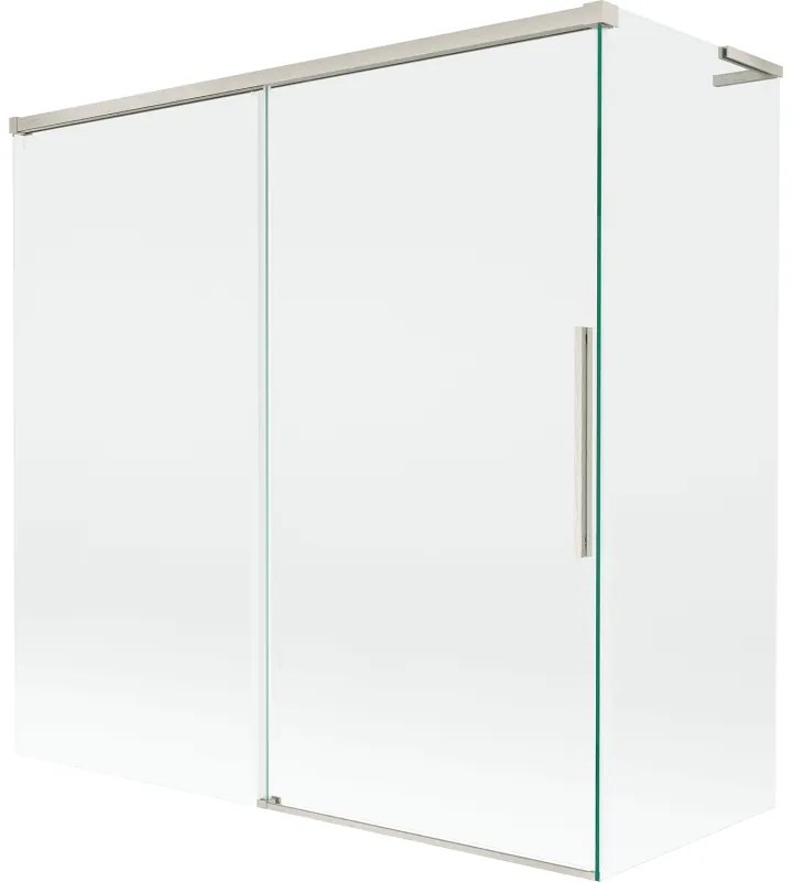 Mexen Rox L parawan nawannowy 2-skrzydłowy rozsuwany 160 + 70 x 150 cm, transparent, nikiel szczotkowany - 8C9L-160-070-97-00