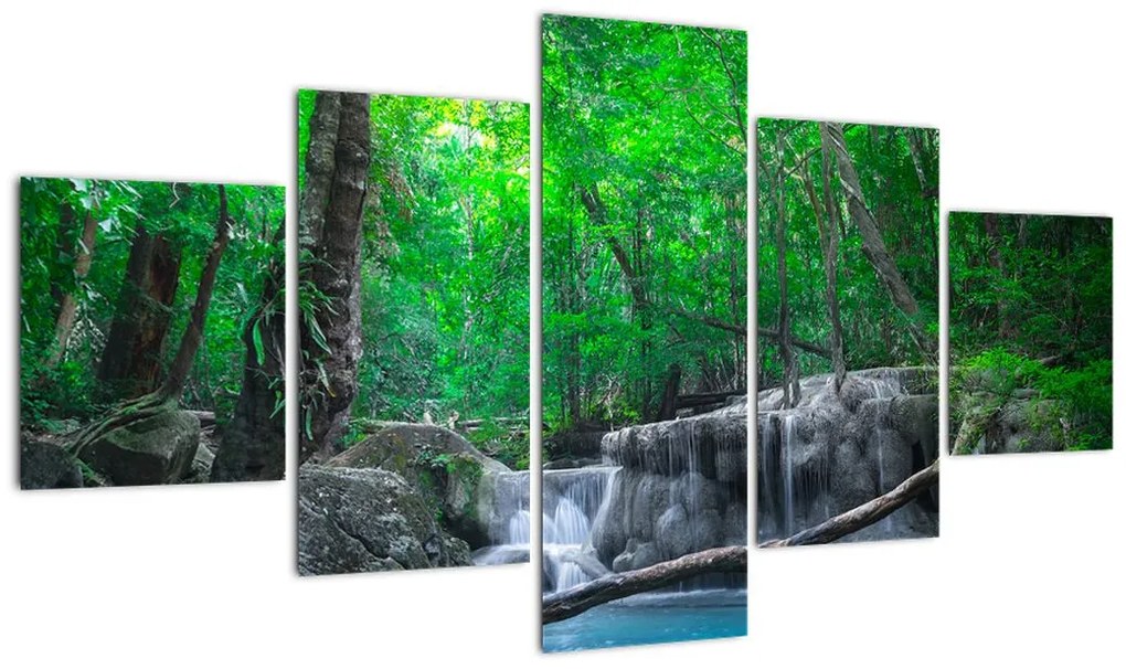 Obraz - Wodospad Erawan, Kanchanaburi, Tajlandia (125x70 cm)
