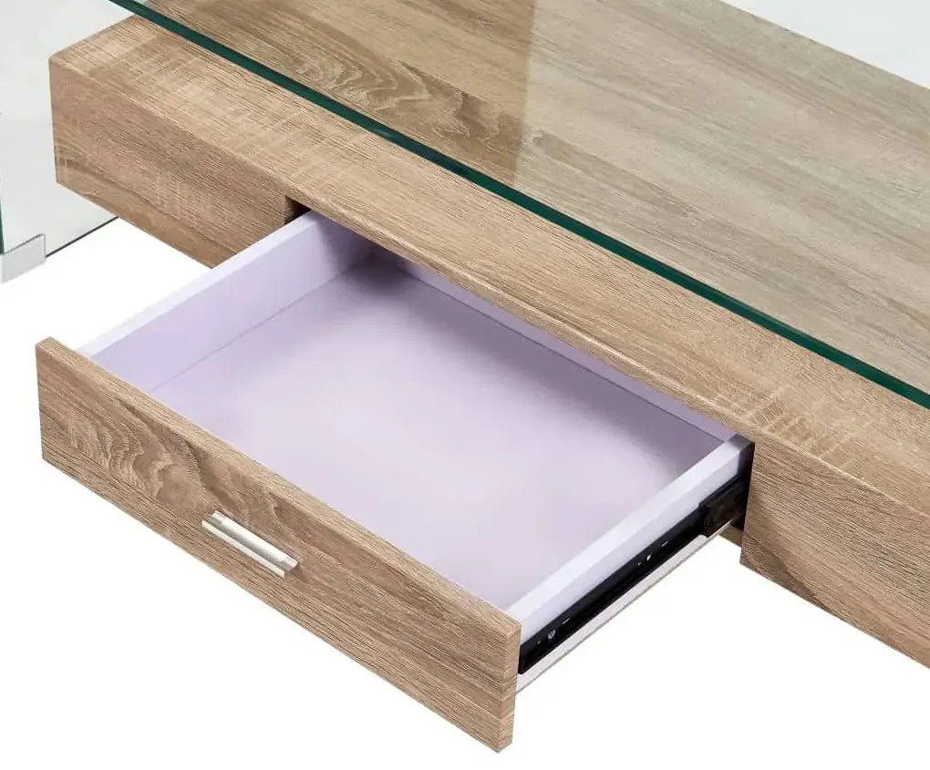 Stolik ze kawowy szkła hartowanego z szufladą E8-S37