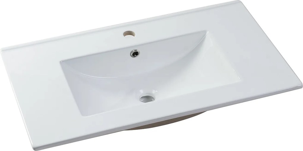 Umywalka prostokątna wpuszczana w blat z białej ceramiki - 101 x 46,5 cm - MOTIAC