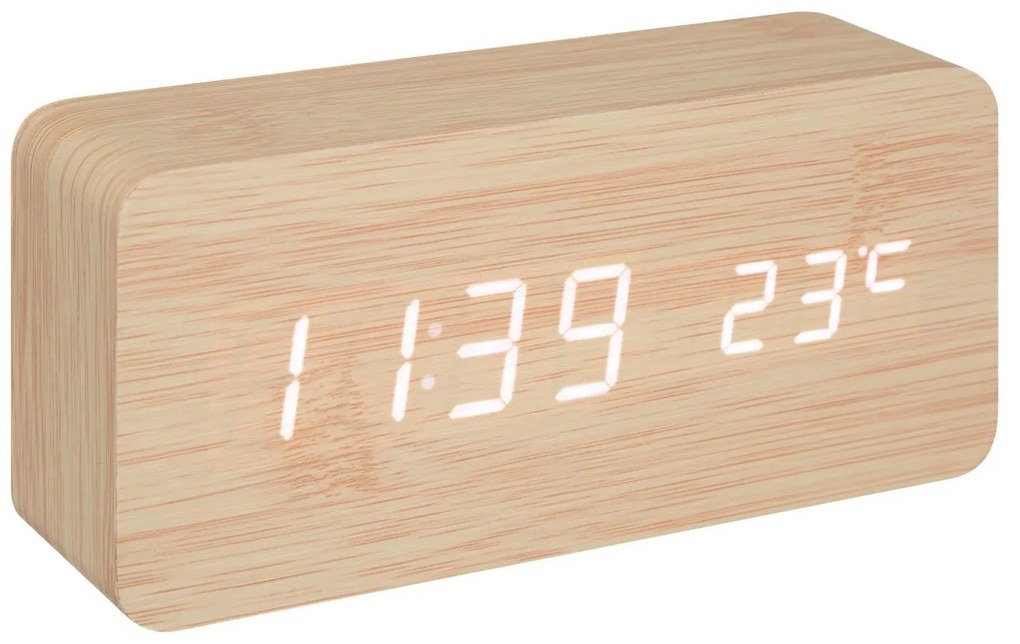 Budzik bez tykania Gamiel, termometr, alarm, 15 x 4 x 7 cm