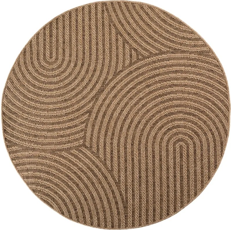 Dywan zewnętrzny Timber Geometria beżowy koło 120 cm x 120 cm