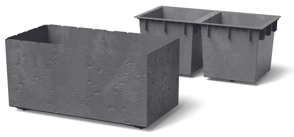 Donica z wkładem Sierra Square Beton Effect 77 x 38,5 x 37 cm marengo PROSPERPLAST
