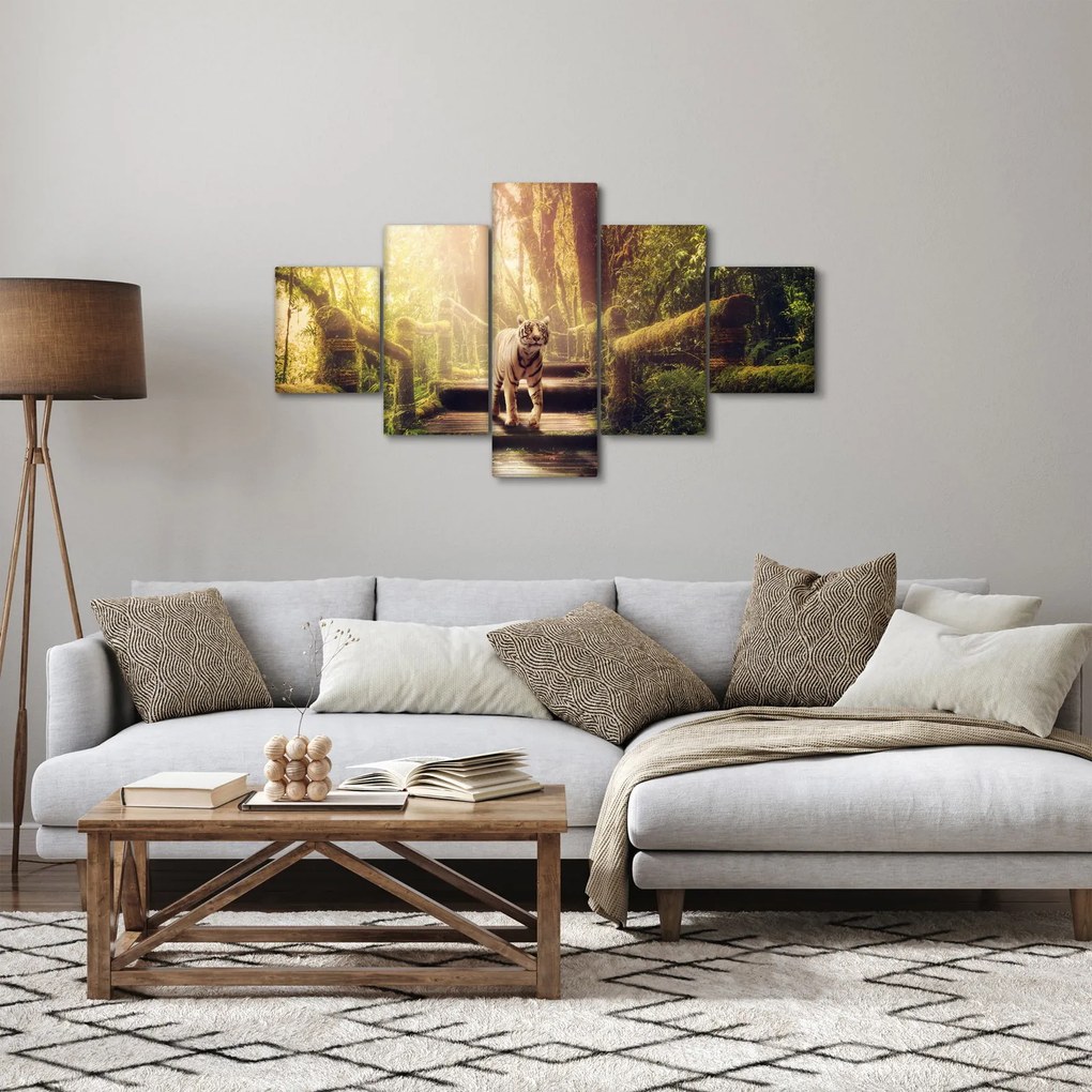 Obraz tygrysa w dżungli (125x70 cm)
