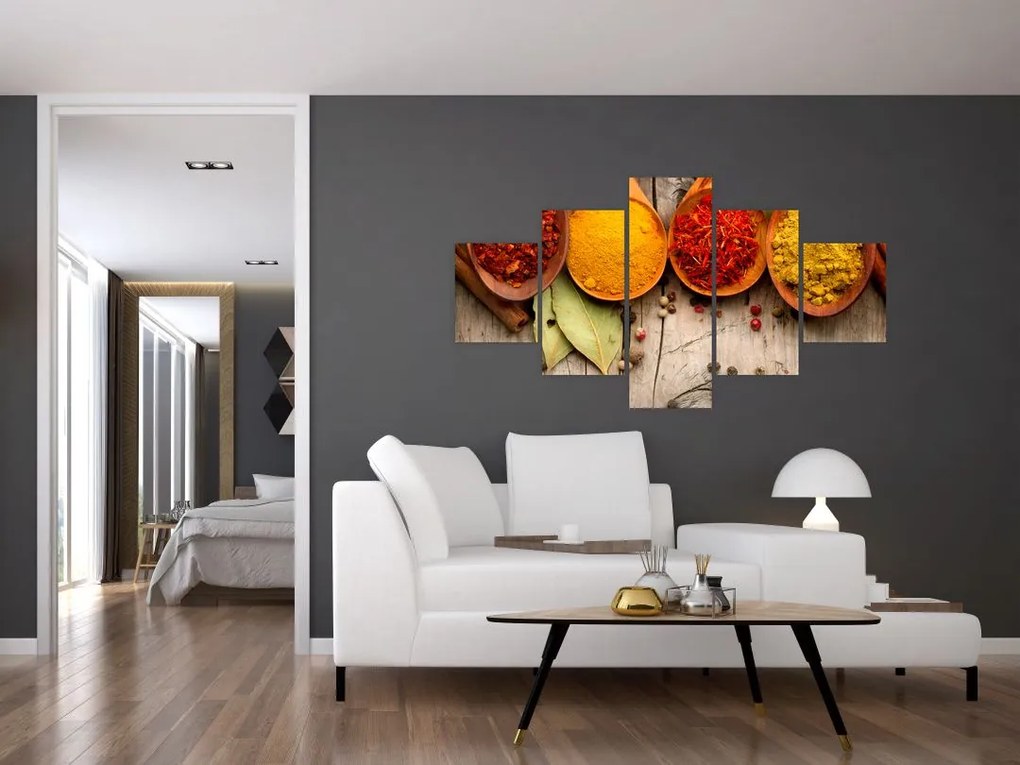 Obraz - Przyprawy na drewnie (125x70 cm)