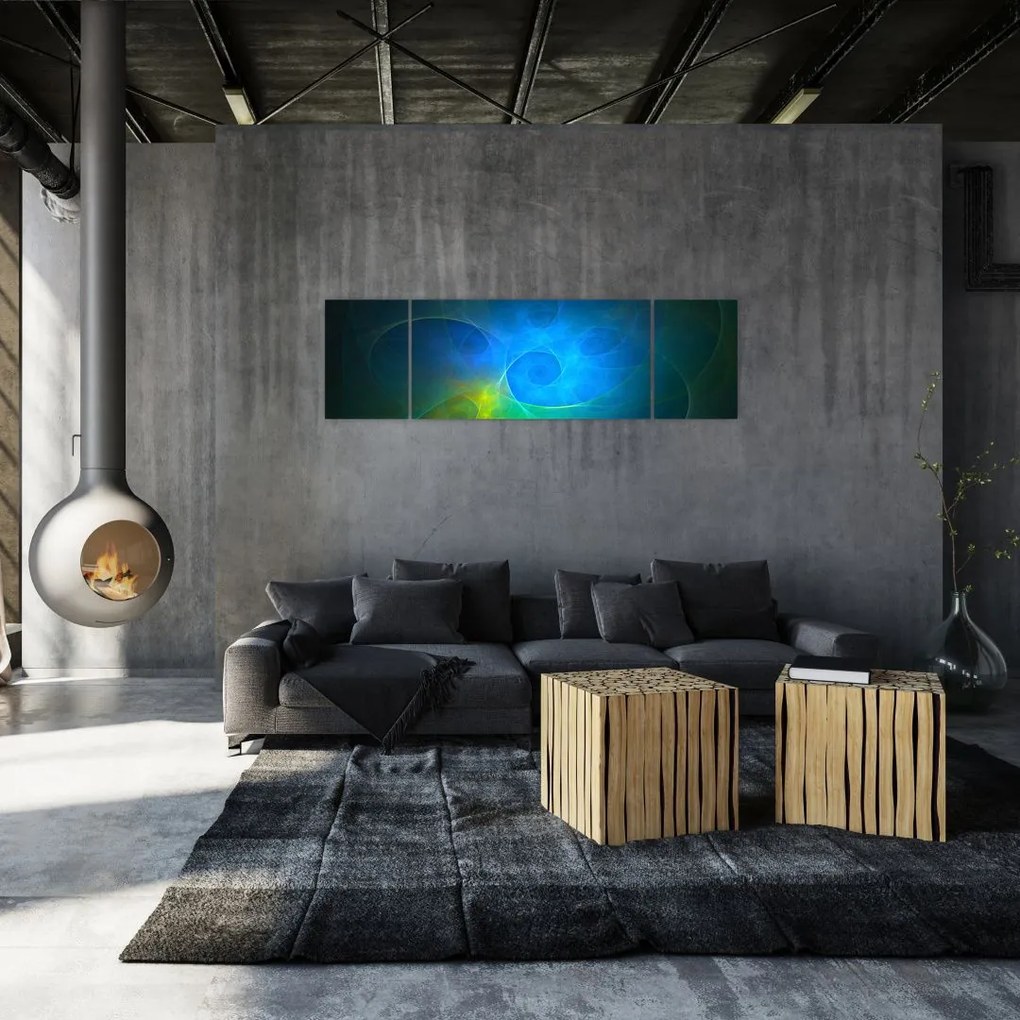 Obraz niebieskiej abstrakcji (170x50 cm)