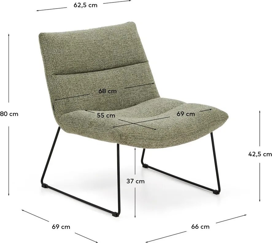Zielony fotel z tkaniny szenilowej Asen – Kave Home