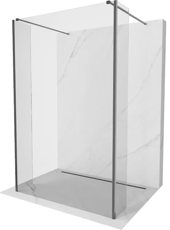 Mexen Kioto ścianka prysznicowa wolnostojąca 140 x 30 x 30 cm, transparent, gun gray szczotkowany - 800-140-030-222-66-00-030