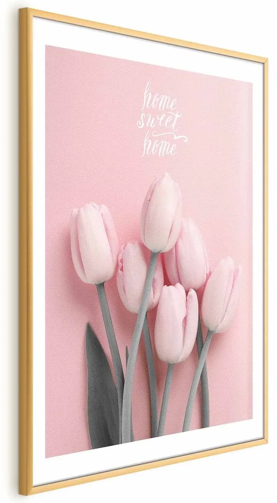 Plakat Sześć tulipanów 21x30 cm z ramą złotą z marginesem ARTGEIST B