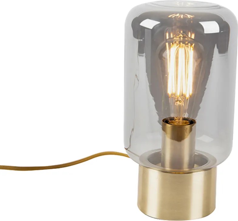 Designerska lampa stołowa mosiądz z dymionym szkłem - Bliss Cute