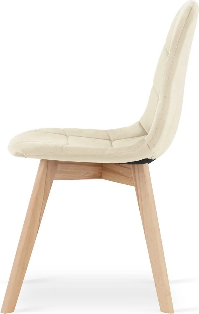 Promocja Beżowe aksamitne krzesło do jadalni BORA II jakość