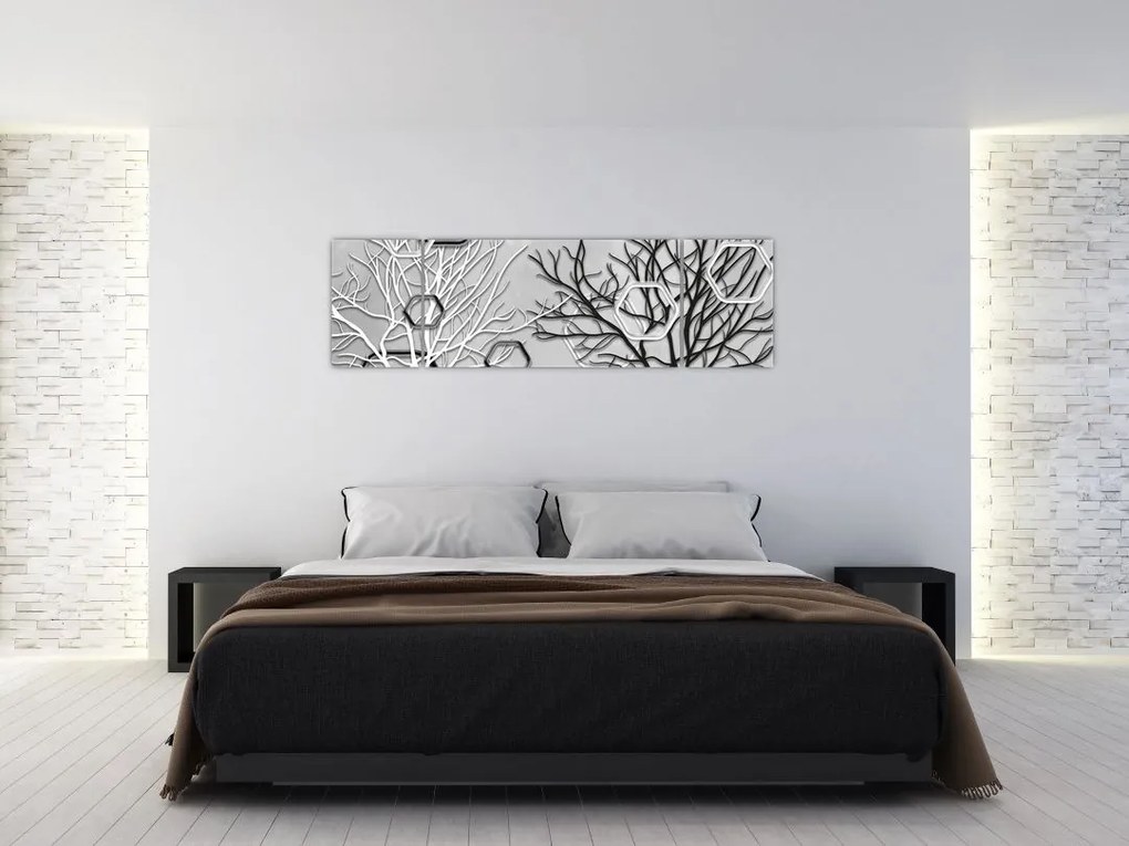 Abstrakcyjny obraz z drzewami (170x50 cm)