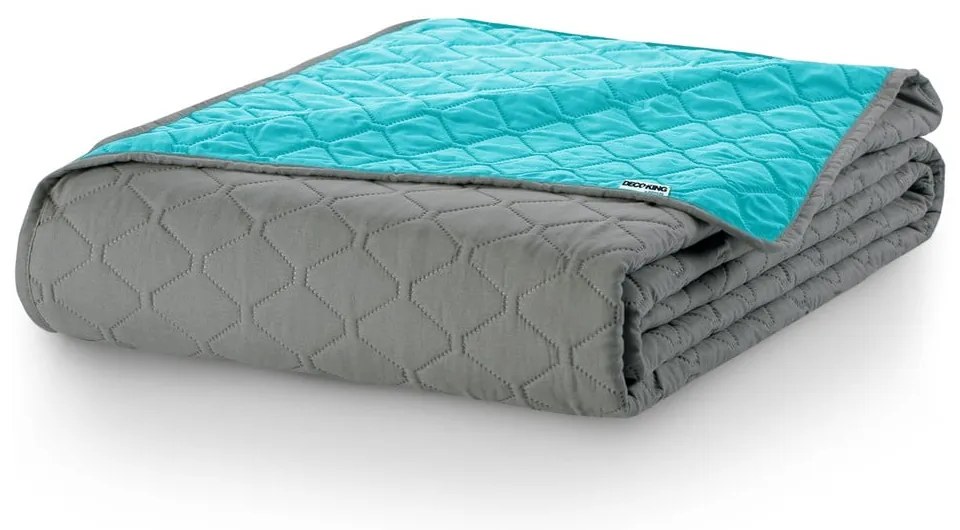 Turkusowa narzuta z mikrowłókna DecoKing Axel, 200x220 cm