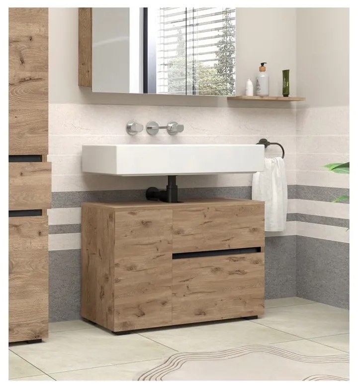 Wisząca szafka pod umywalkę w dekorze dębu 80x53 cm Wisla – Støraa