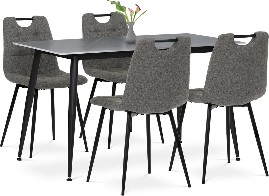 Zestaw jadalniany z ceramicznym blatem i 4 krzesłami, szary
