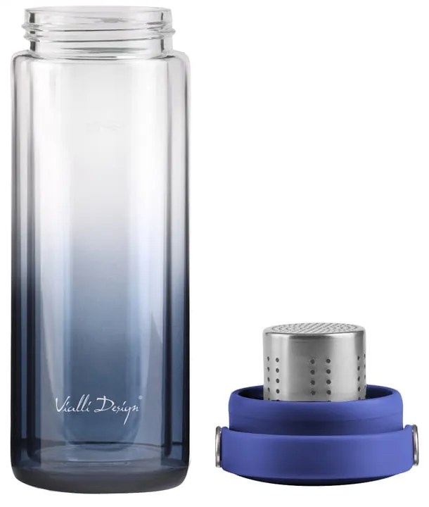 Niebieska szklana butelka 350 ml Fuori – Vialli Design