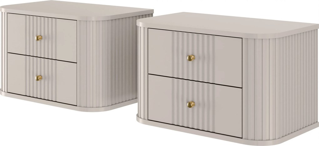 Zestaw szafek nocnych wiszących Vesper 56 cm - kaszmir / złote uchwyty