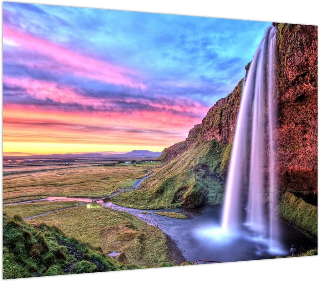 Obraz na szkle - Wodospad Seljalandsfoss (70x50 cm)