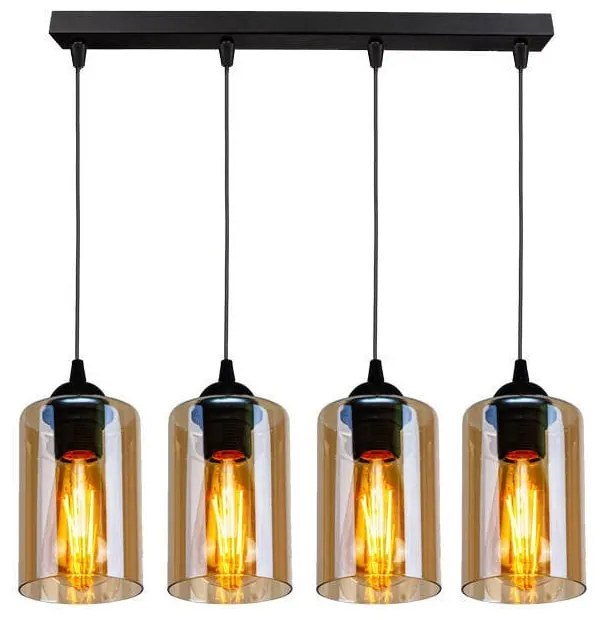 Czarna lampa wisząca ze szklanym kloszem 10x65 cm Bistro – Candellux Lighting