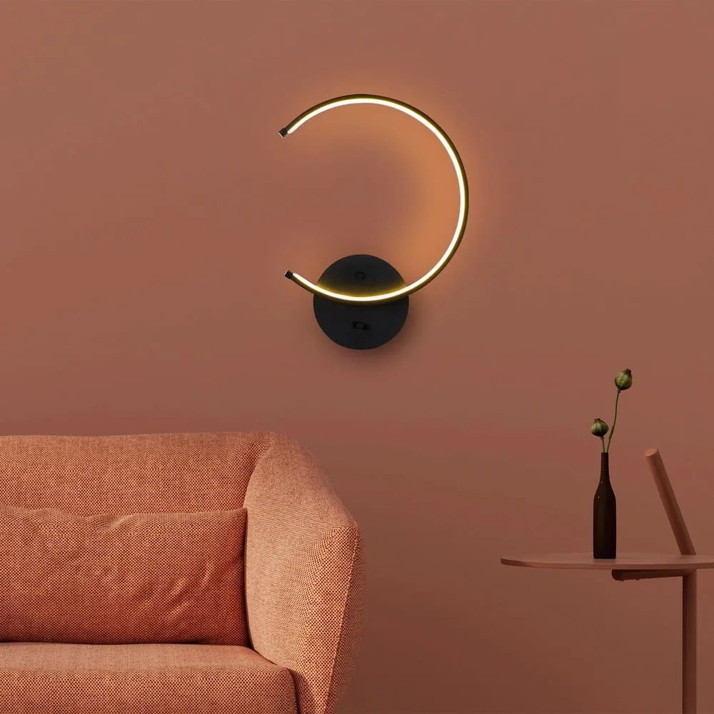 Czarny kinkiet LED ø 10 cm Moon – Opviq lights