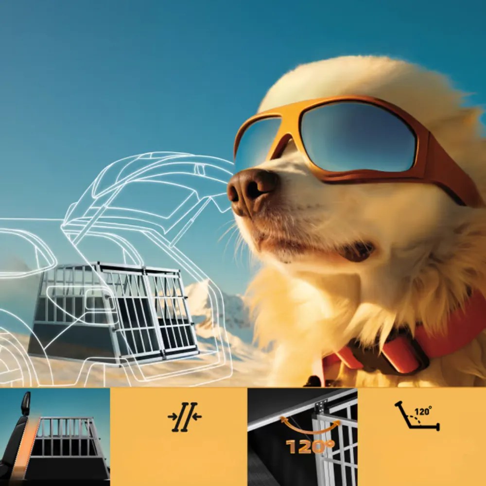 Transporter dla psa BRUNO, 97x90x70cm, srebrna/czarna Cadoca