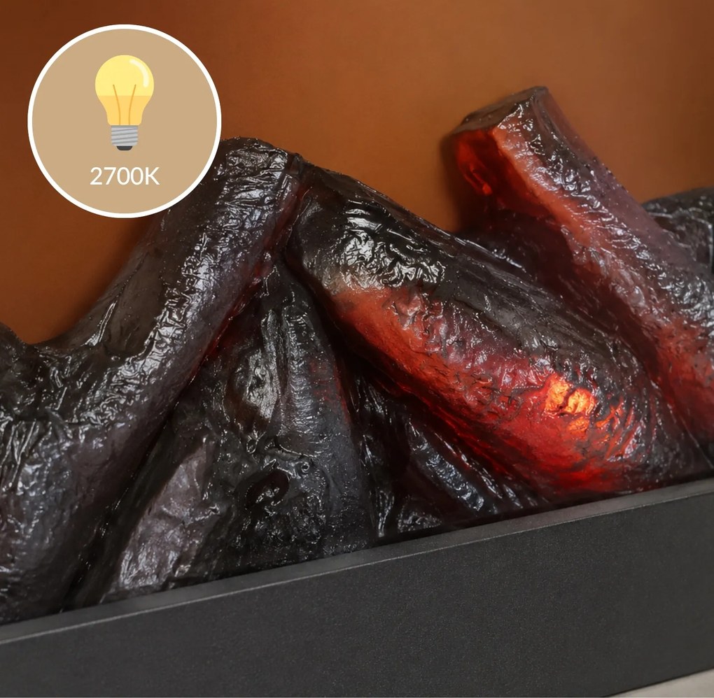 Kominek dekoracyjny LED, metalowy, 10 x 29 x 23 cm