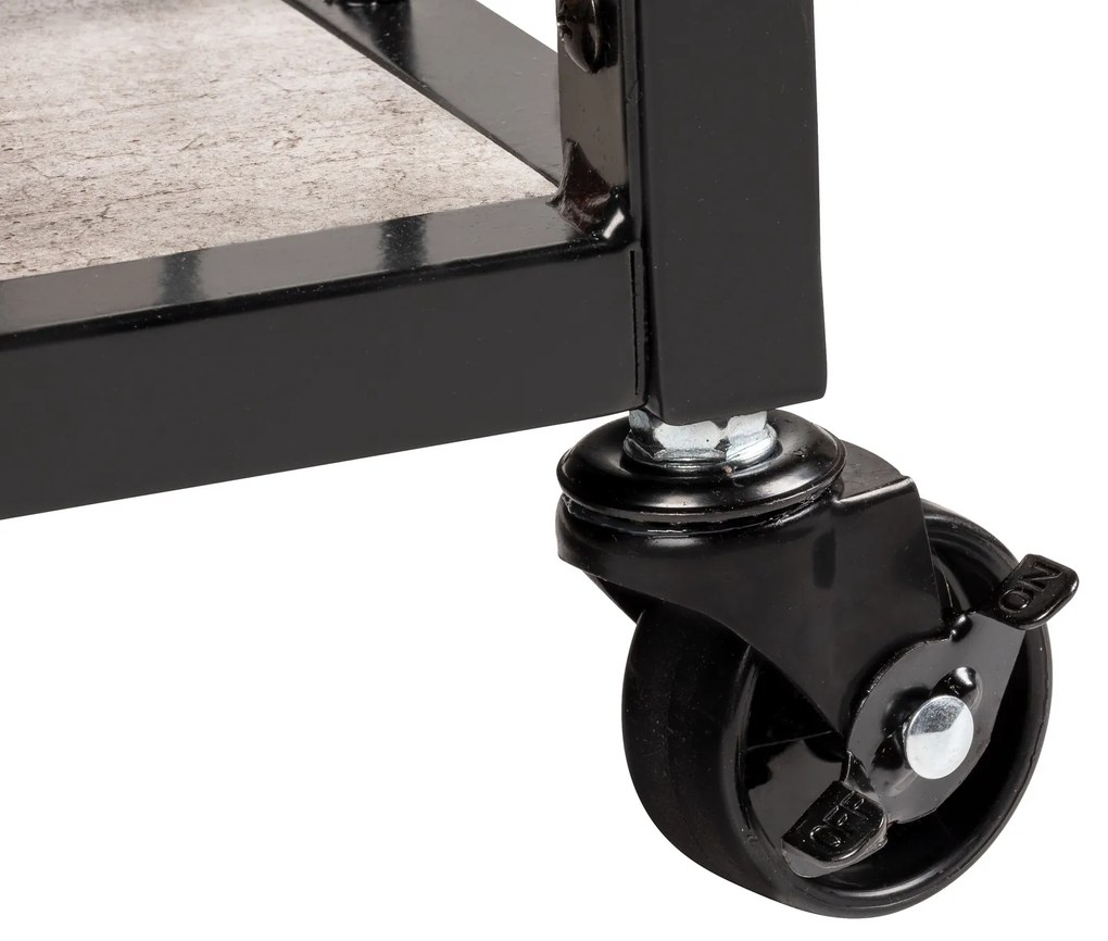 Wózek kuchenny RUSTICO, trójpoziomowy regał na kółkach z uchwytami na butelki i kieliszki - 80 x 89,5 x 40 cm, WENKO