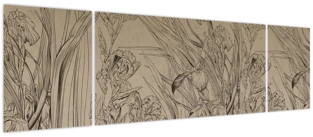 Obraz - Kontury roślin (170x50 cm)