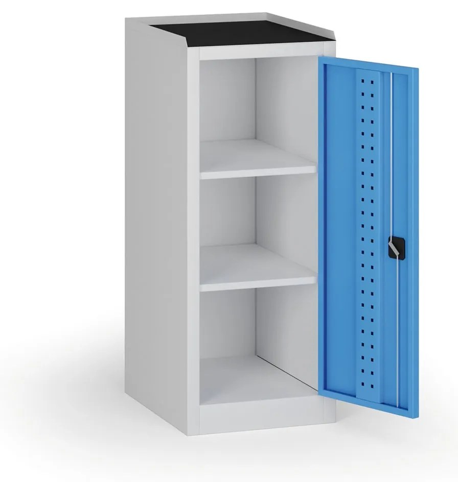 Szafa warsztatowa na narzędzia niska KOVOS, 2 półki, 600 x 505 x 1180 mm, niebieski