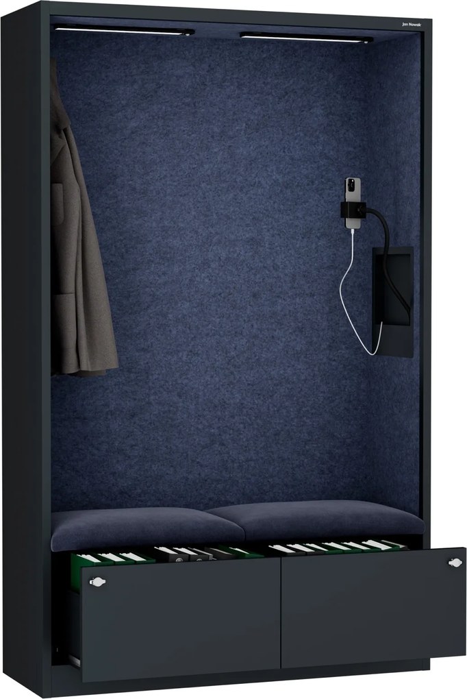 Szafa akustyczna do biura i szkoły Sally MentalBox, 115 x 40 x 185 cm, antracyt/granatowy