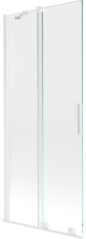 Mexen Velar parawan nawannowy 2-skrzydłowy rozsuwany 80 x 150 cm, transparent, biały - 896-080-000-01-20