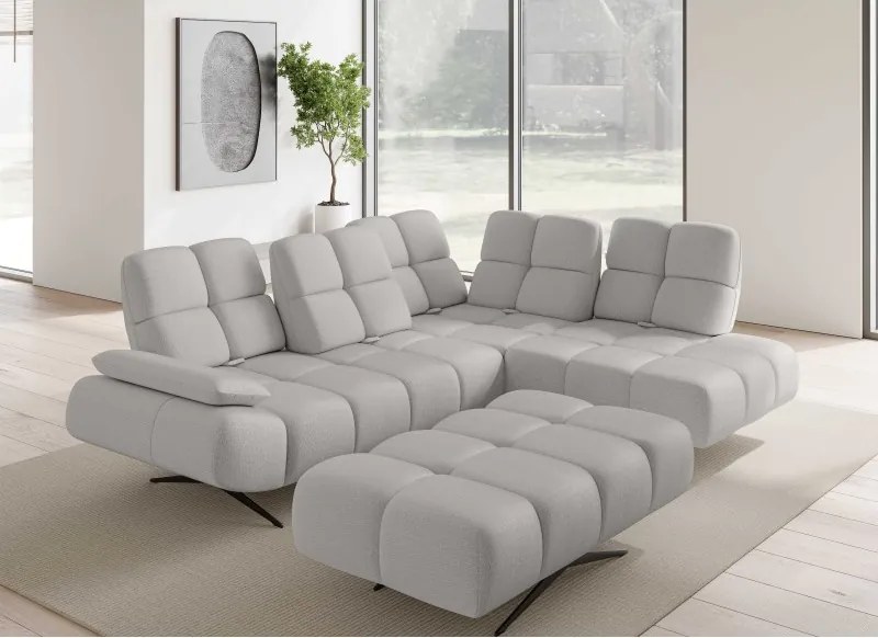 Nowoczesna pufa PRADO Soft Lux w tkaninie CURIO 80 WERSAL