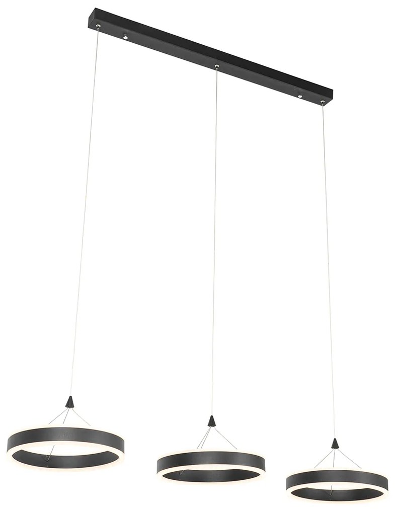 Lampa wisząca czarna owalna z LED 3-stopniowy ściemniacz 3-światła - LyaniDesignerski Oswietlenie wewnetrzne