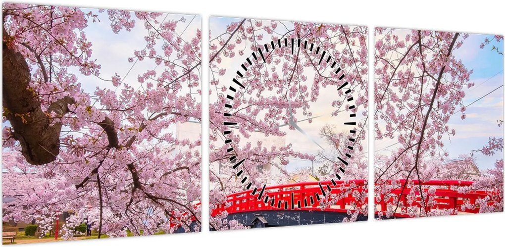 Obraz - Hirosaki, Japonia (z zegarem) (90x30 cm)