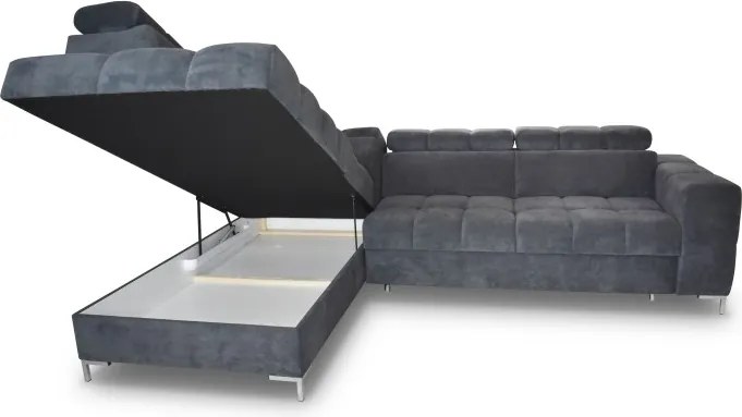 Narożnik PABLOS układ L strona Lewa w tkaninie CLOUD 74 regulowane zagłówki z funkcją spania