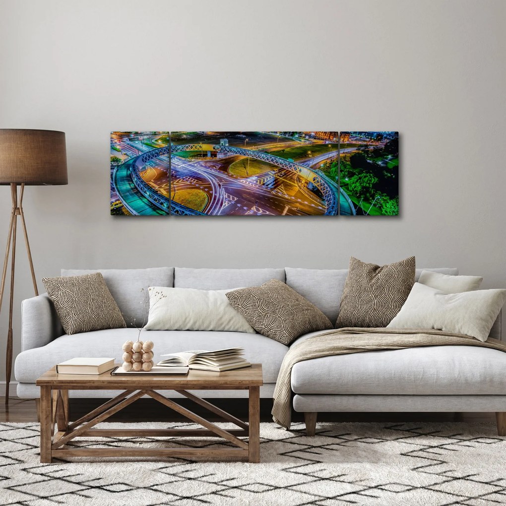 Obraz - nocna panorama miasta (170x50 cm)