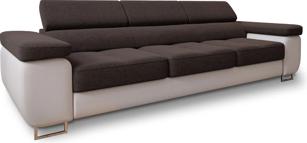 Masseno Sofa MOSINE z funkcją spania, Rozkładana sofa z regulowanymi zagłówkami - Brązowy, SAWANA 16 + MADRYT 920