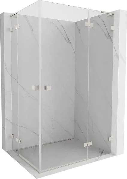 Mexen Lunar L Duo kabina prysznicowa uchylna prawa 90 x 80 cm, transparent, nikiel szczotkowany - 834L-090P-080L-97-00