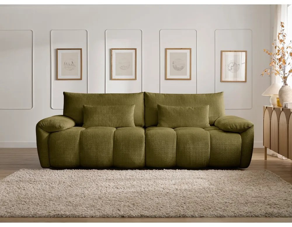 Zielona sofa z tkaniny szenilowej 264 cm Ivane – Bobochic Paris