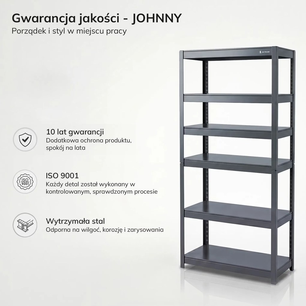 Regał metalowy Johnny antracyt, 80 x 42 x 180 cm do garażu, warsztatu i magazynu