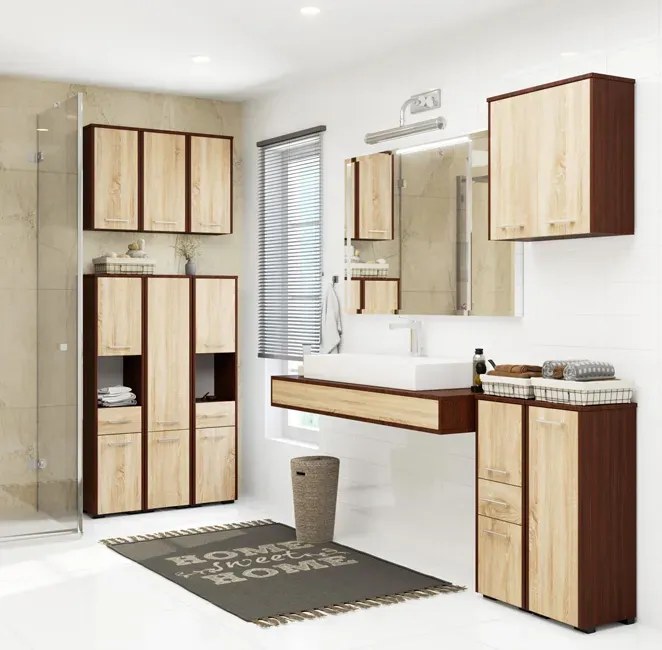 Wisząca szafka łazienkowa wenge + dąb sonoma Z1-L32