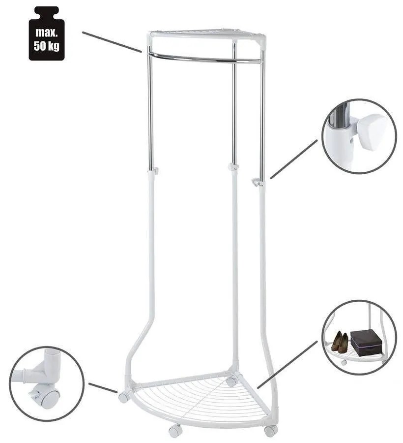 Narożny wieszak na ubrania - szafa na kółkach, WENKO