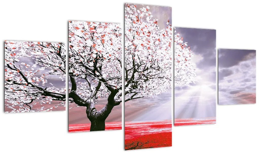 Czerwony obraz drzewa (125x70 cm)