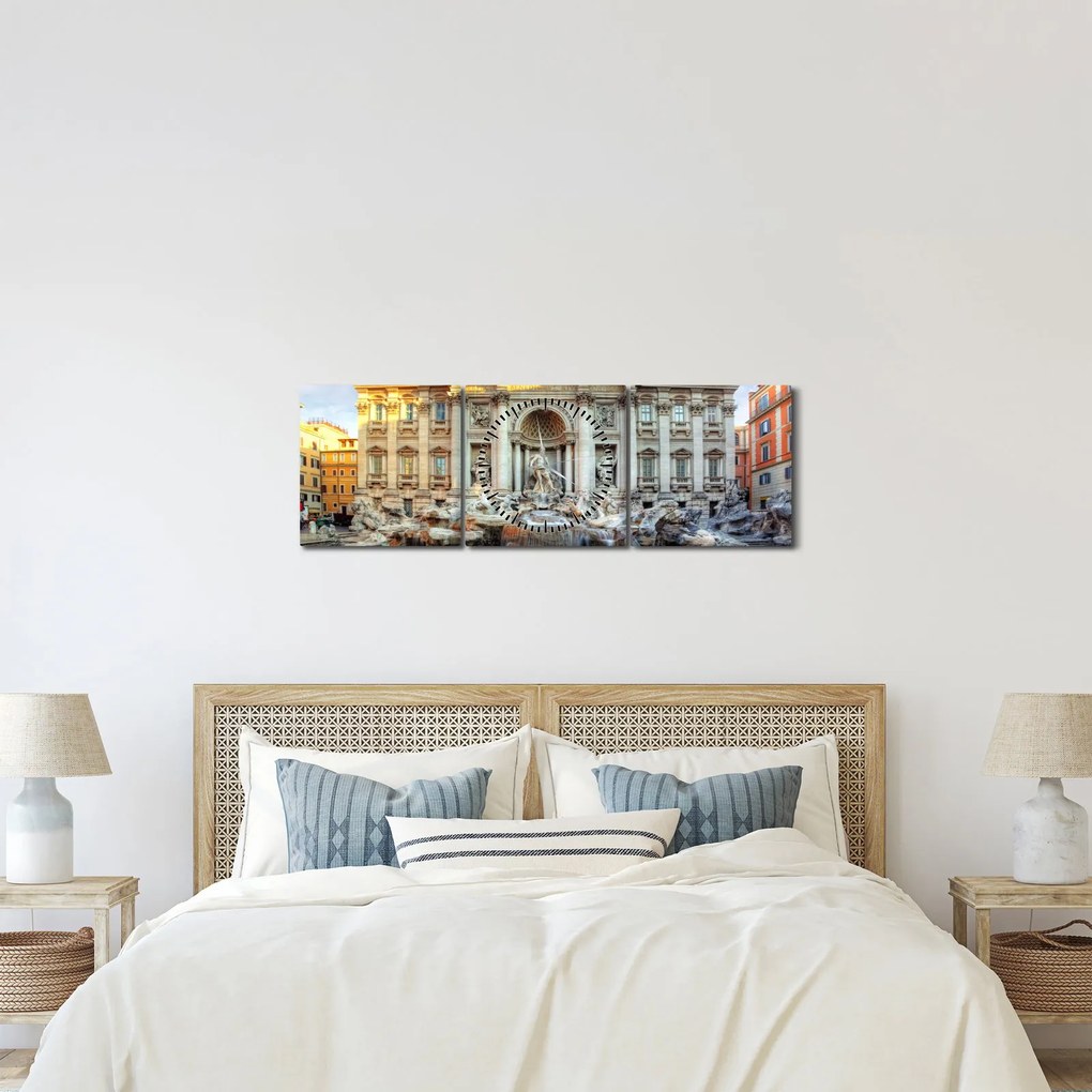Obraz - Fontanna di Trevi (z zegarem) (90x30 cm)