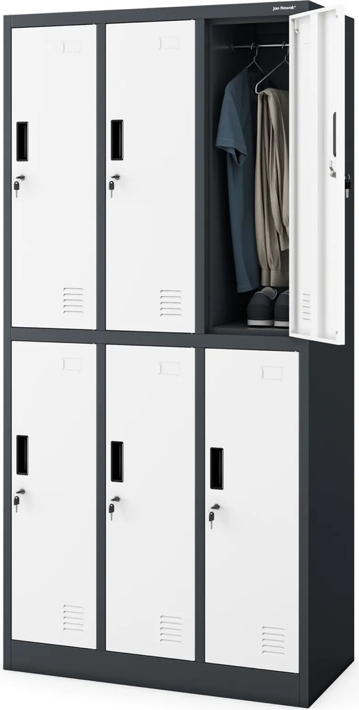 Szafa socjalna 6-skrytkowa Igor 90x45x185 cm antracyt/biały