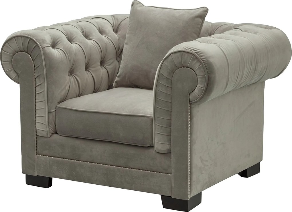 Fotel Chesterfield Classic Velvet Light Grey 118x96x77cm