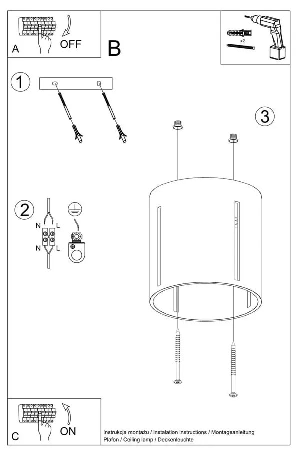 Biała lampa sufitowa z metalowym kloszem Vulco – Nice Lamps