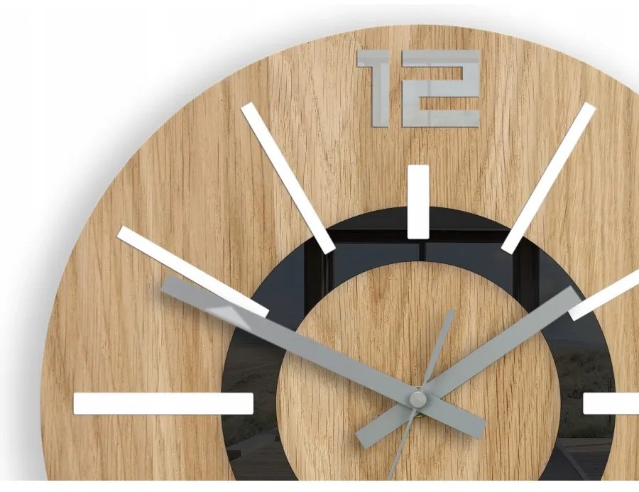 Zegar na ścianę nowoczesny drewniany z cichym mechanizmem okrągły solidny