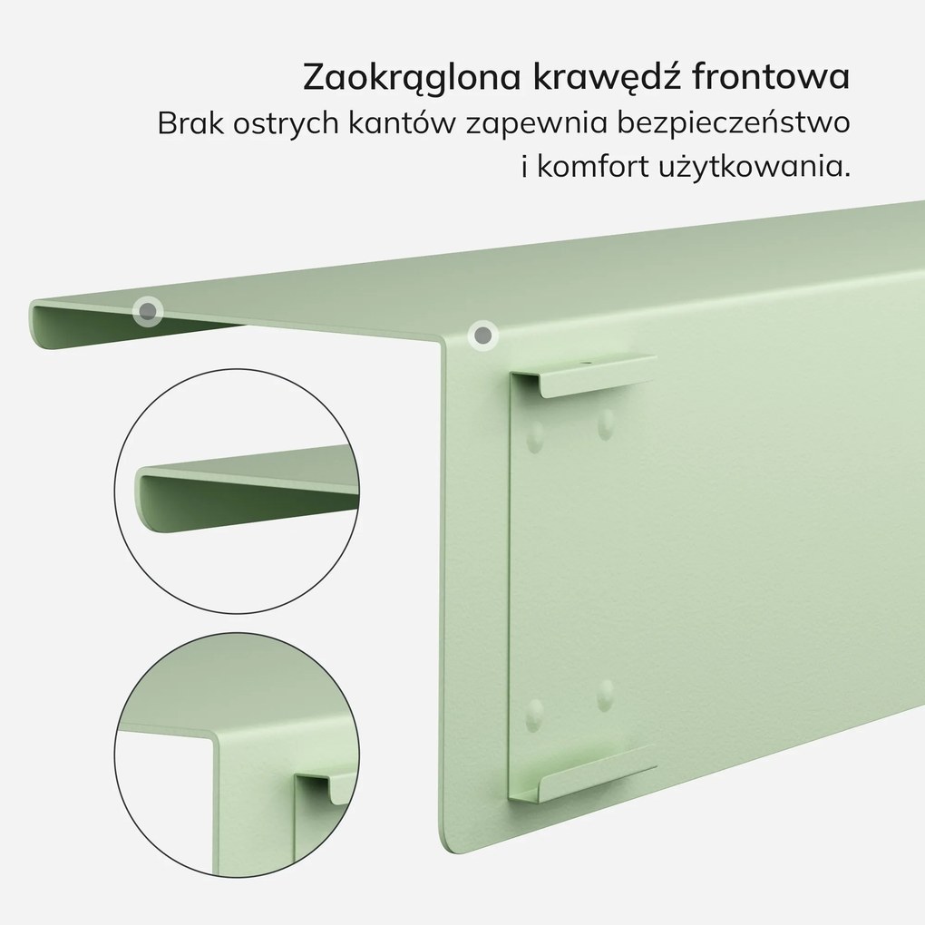 Półka wisząca metalowa pastelowy zielony, 700 mm: JOANNE Fresh Style